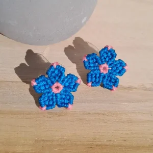 Boucles d'oreilles puce fleur bicolore