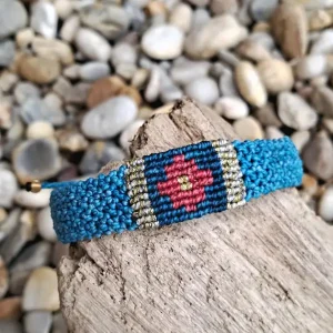 Bracelets tissé avec motif ethnique – turquoise